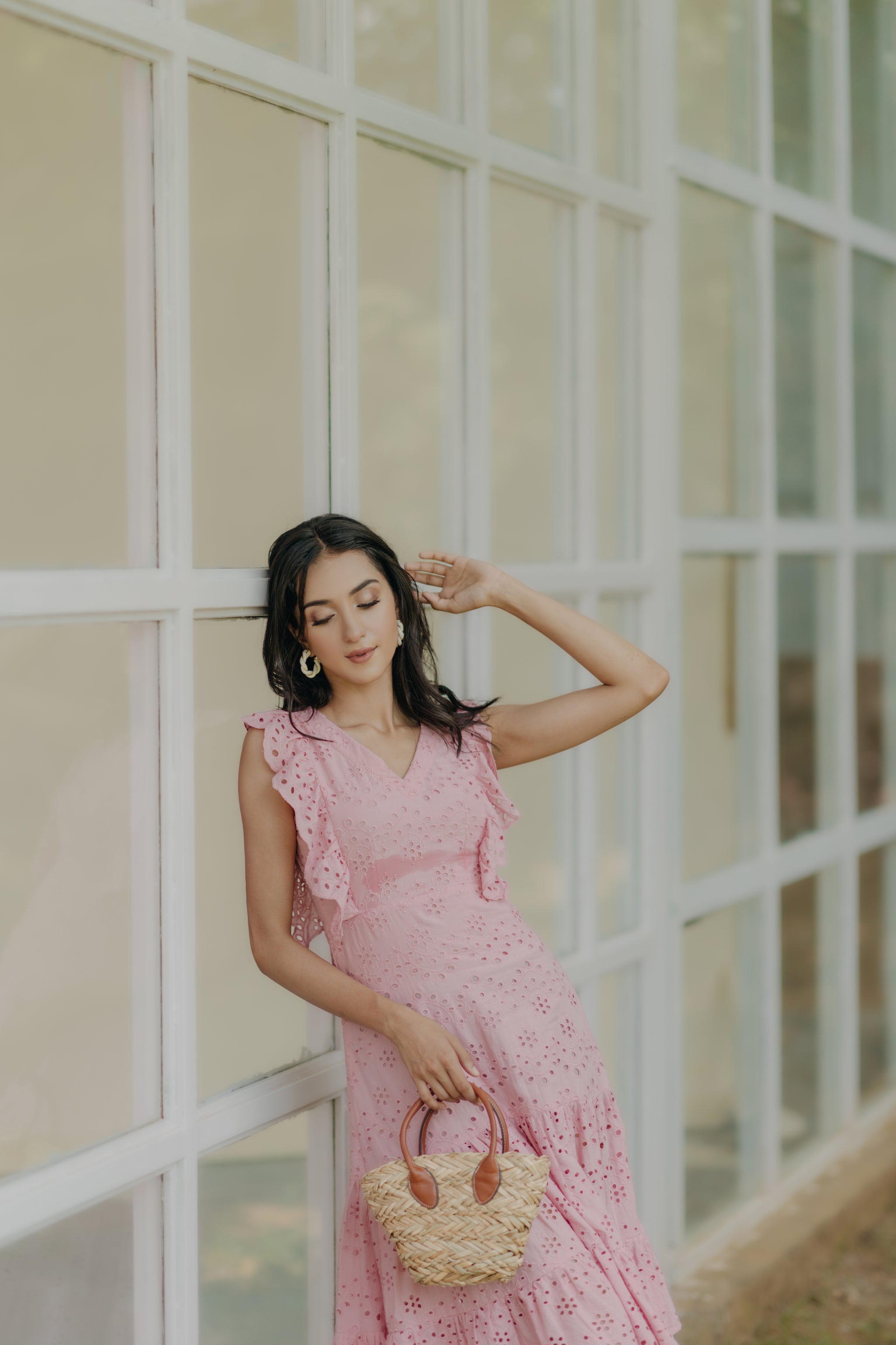Green As Grass Schiffli Midi Dress
