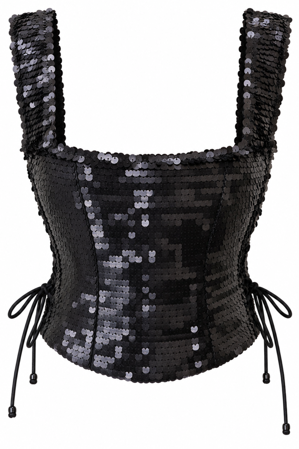Raat Rani Black Paillette Sequin Corset Top with Side Lace-Up