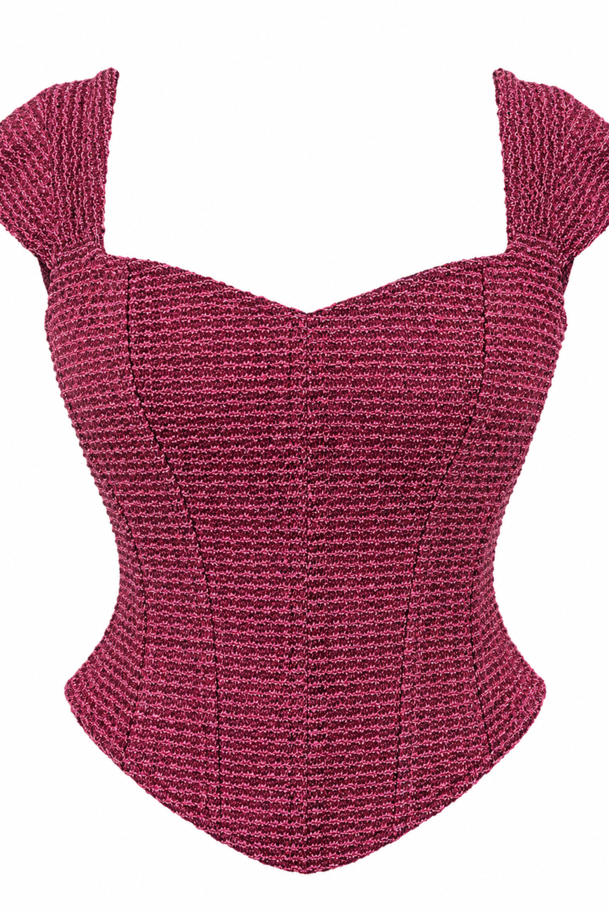 Phalsa Magenta Textured Shimmer Corset Top with Lace-Up Back