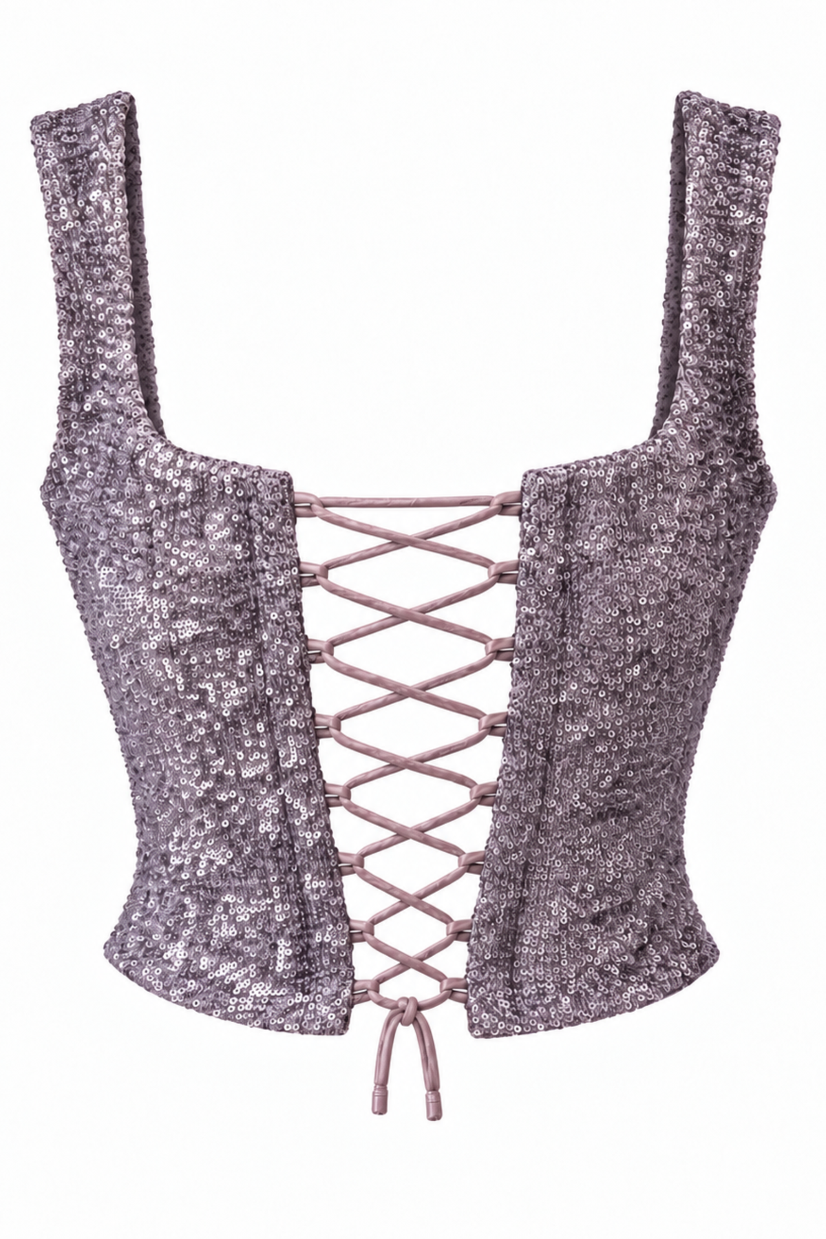 Titli Lilac Sequin Corset Top with Lace-Up Back