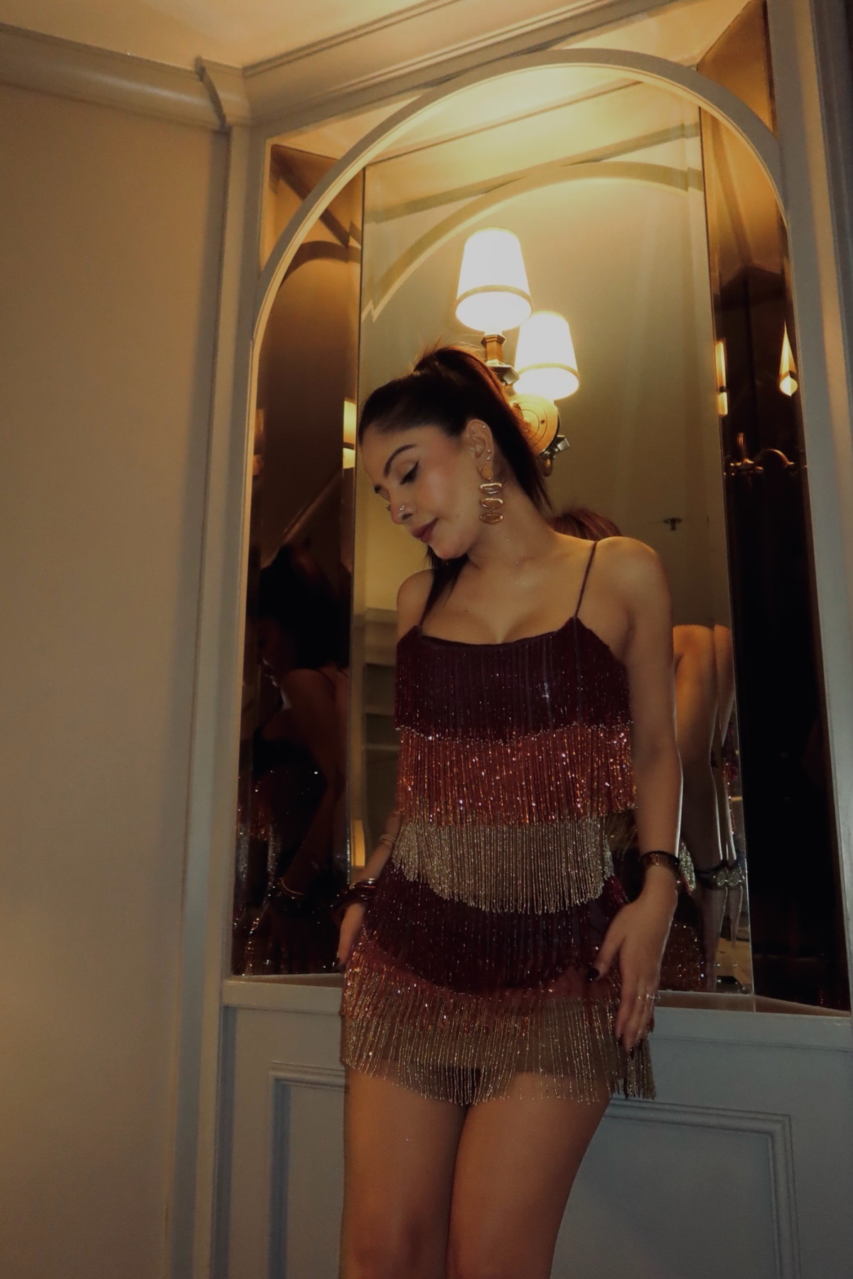Hong Kong Multicolour Fringe Embellished Mini Dress