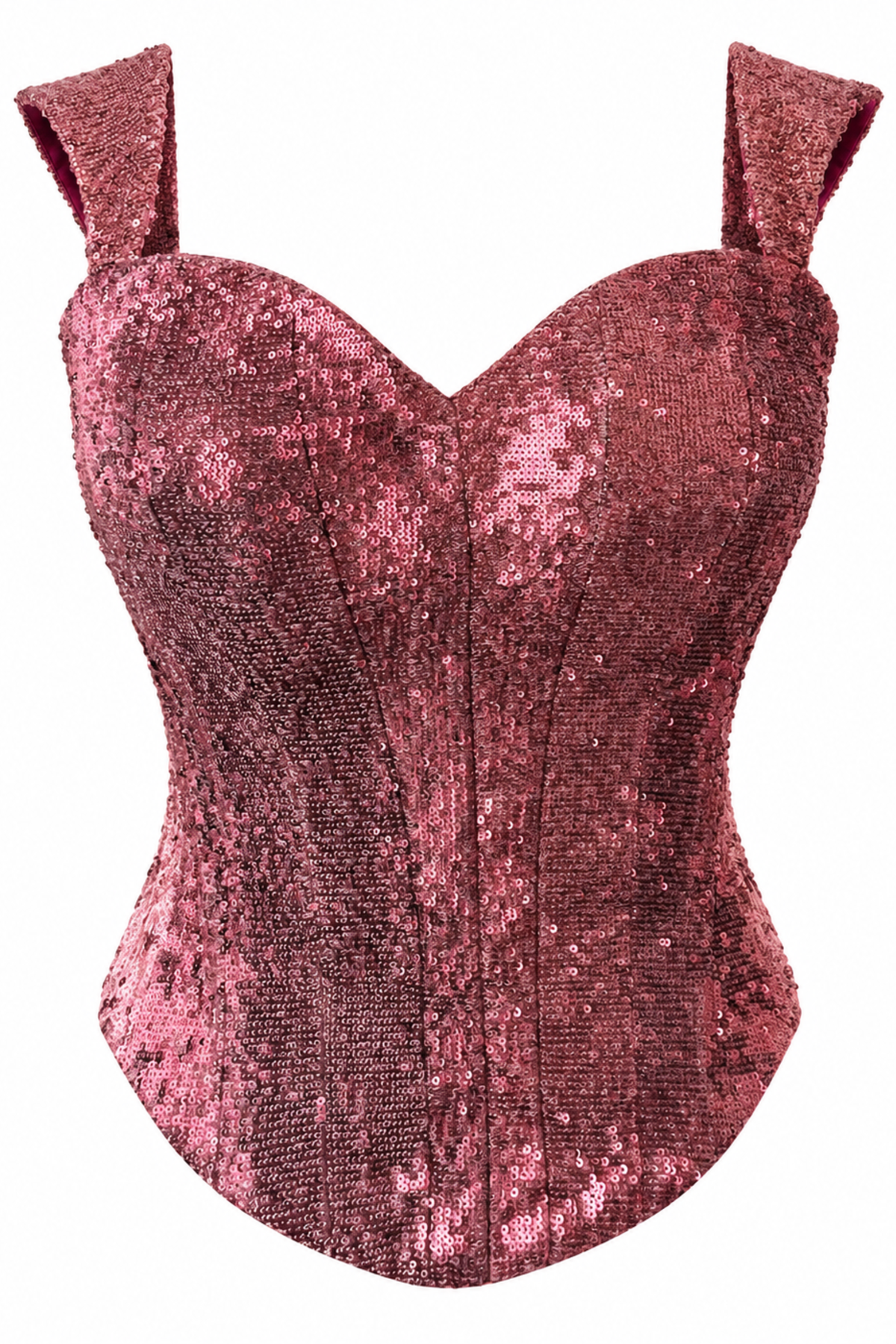 Haseena Berry Sequin Corset Top with Lace-Up Back
