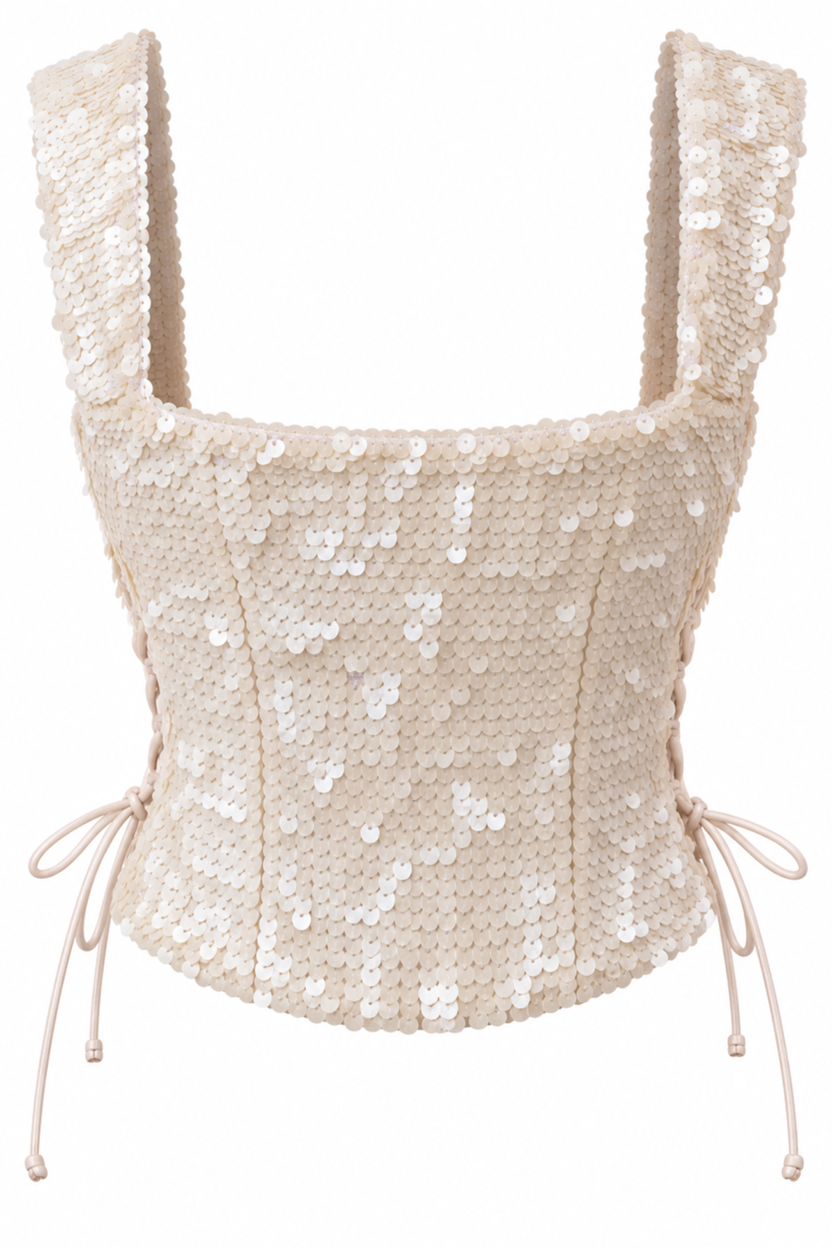 Motiya Ivory Paillette Sequin Corset Top with Side Lace-Up