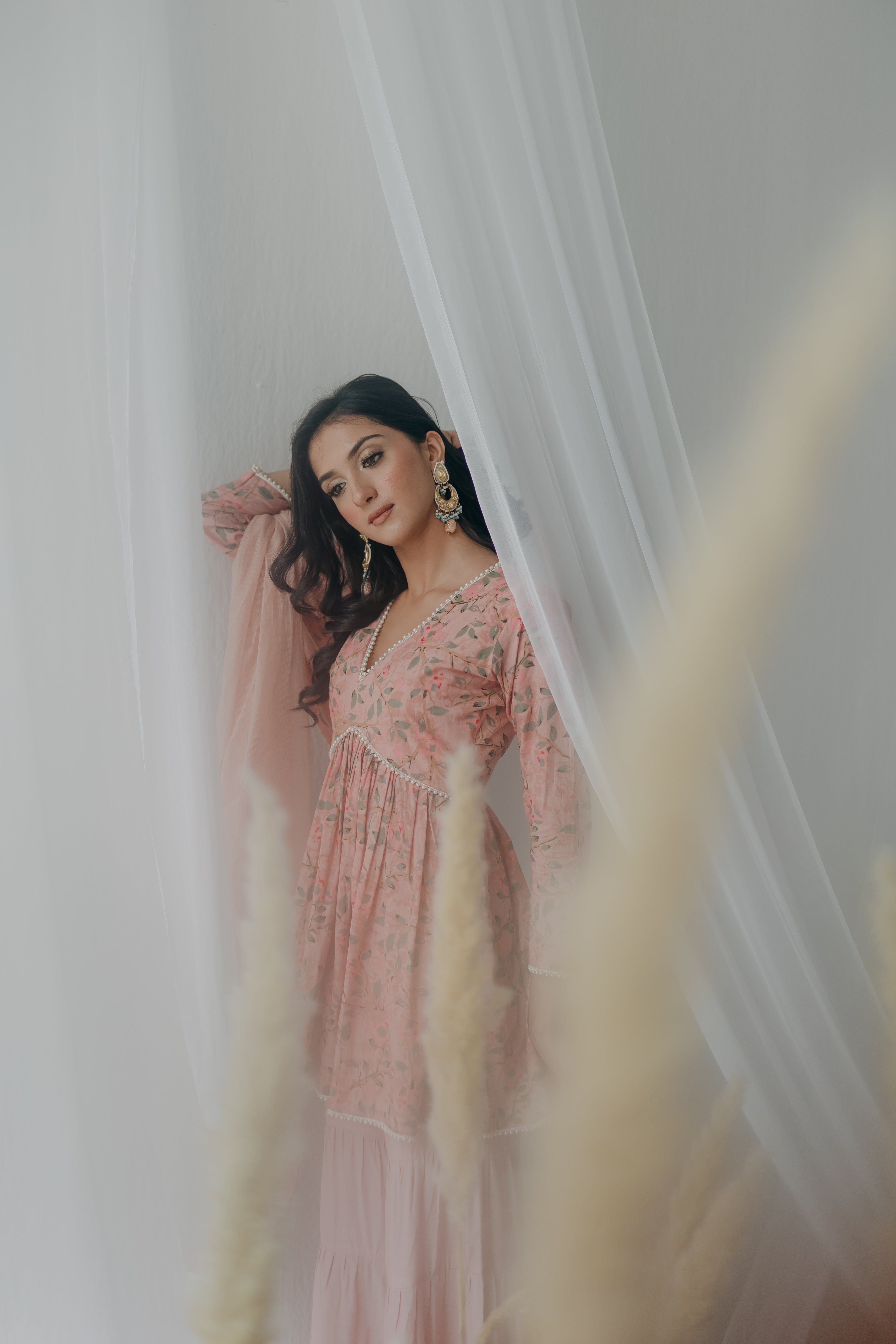 Nyla Pink Printed Cotton Kurti & Sharara Set