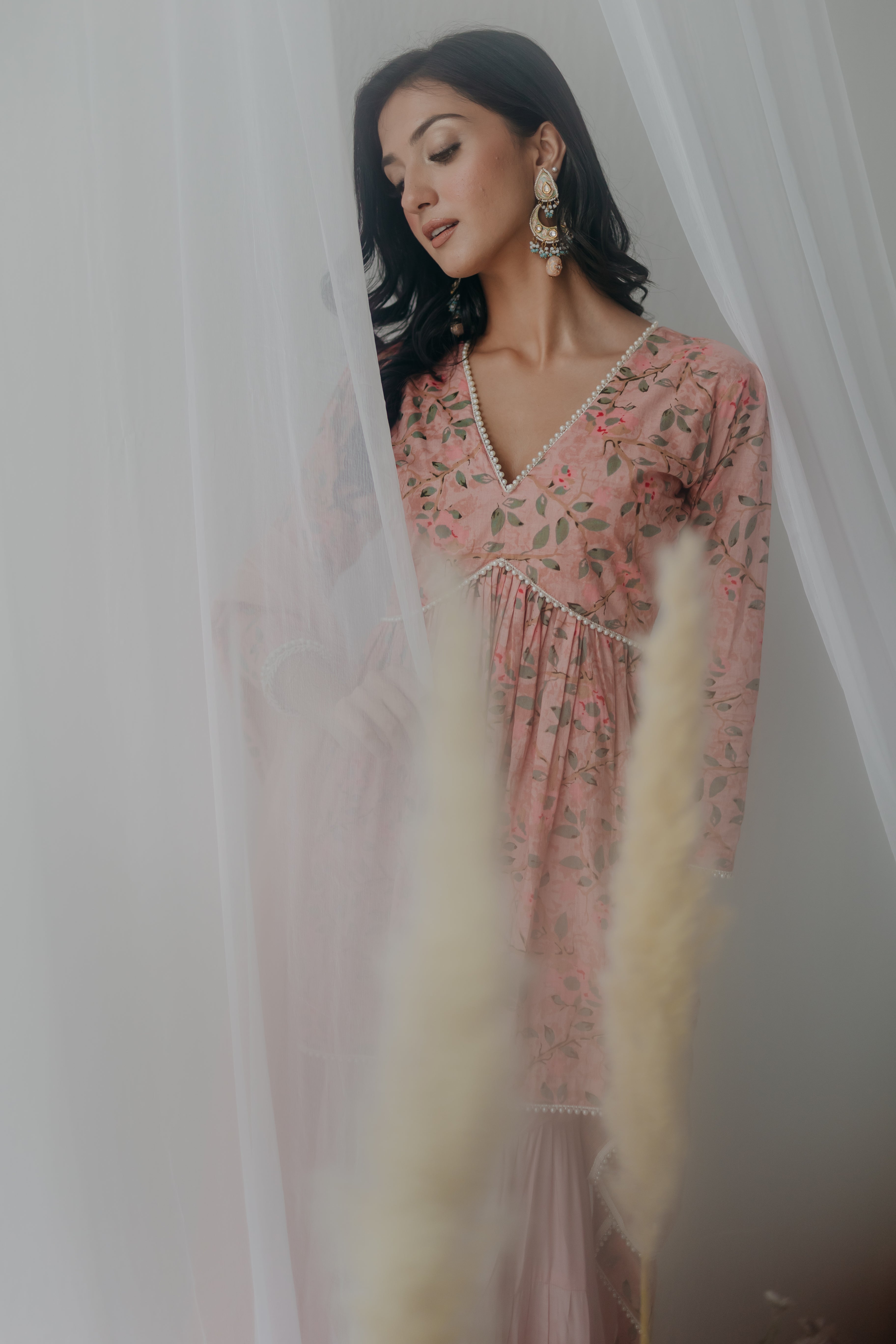 Nyla Pink Printed Cotton Kurti & Sharara Set