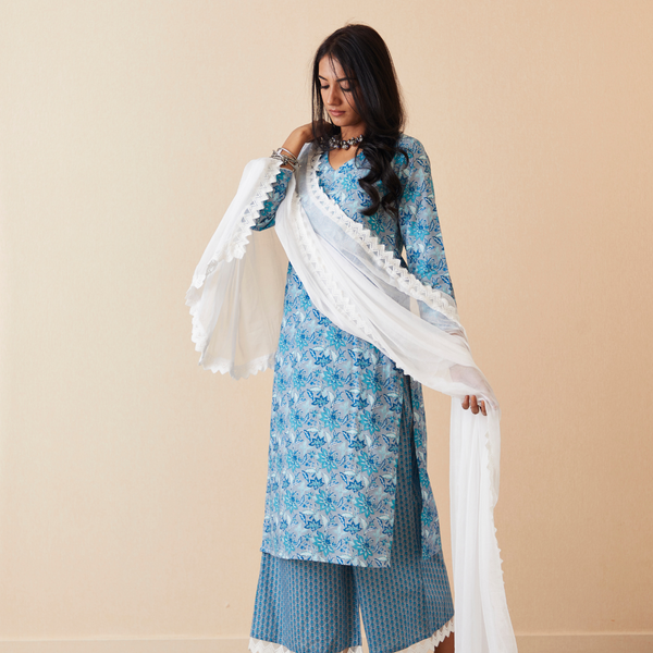 Aaliyah Set of 3 (Kurta, Palazzo and Lace Dupatta)