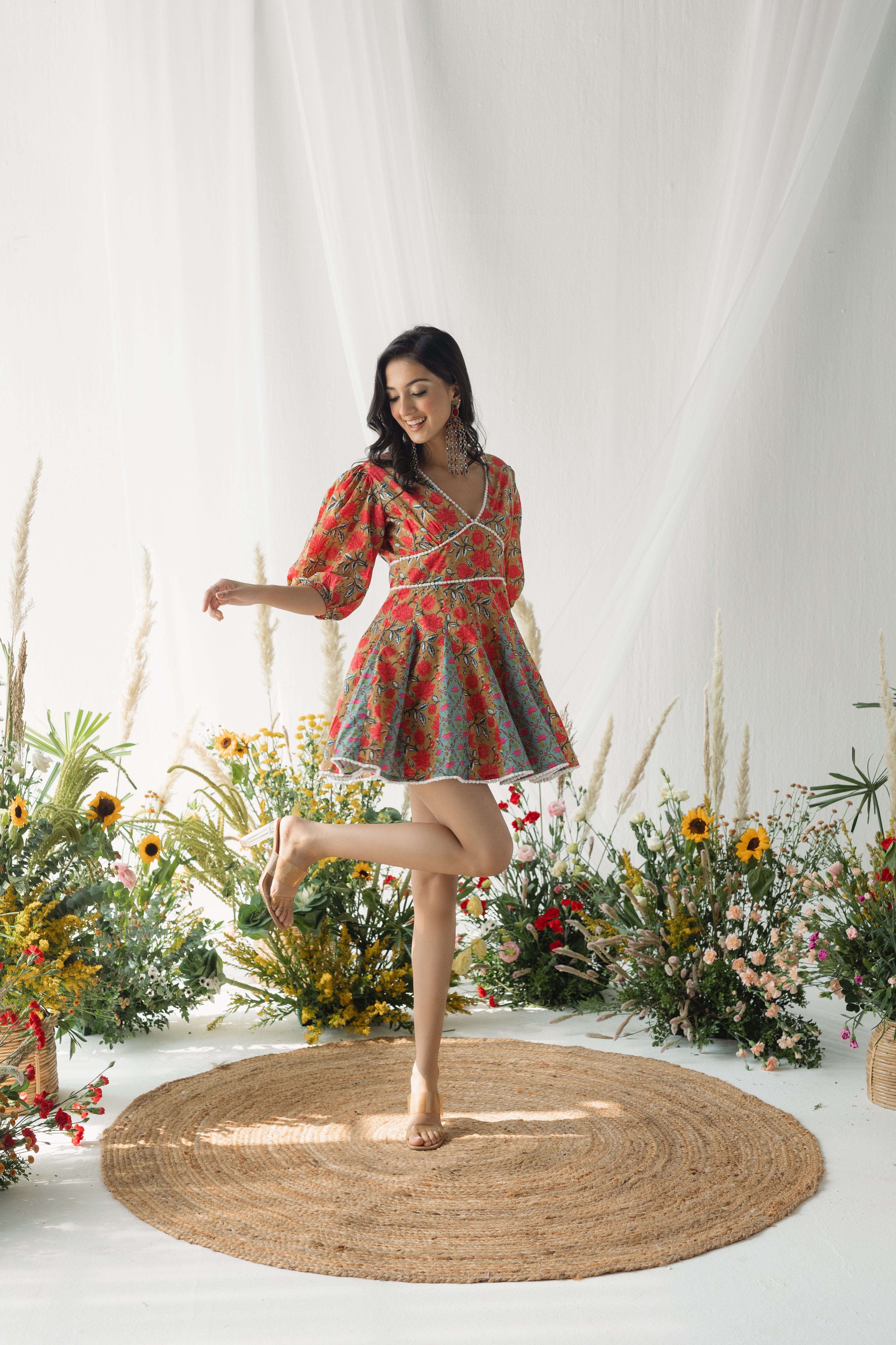 Leah Multicolour Printed Cotton Dress